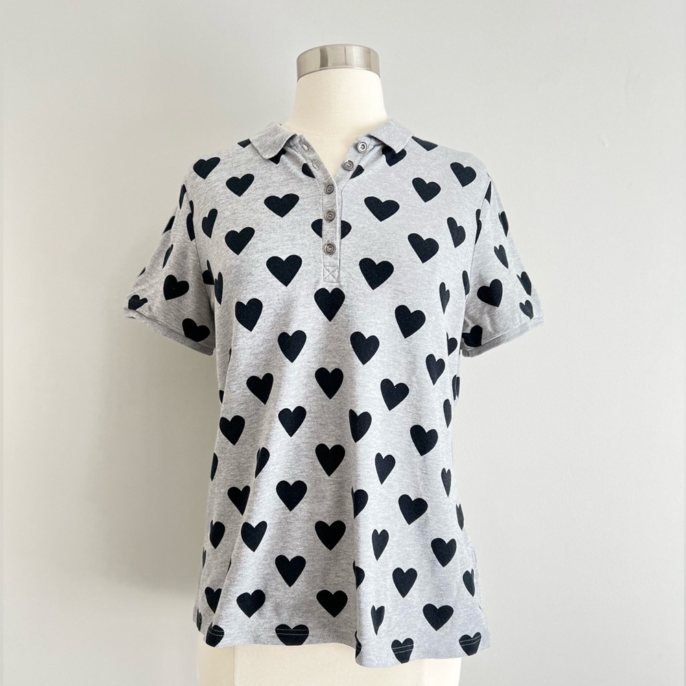 Burberry Gray Heart Print Women's Top